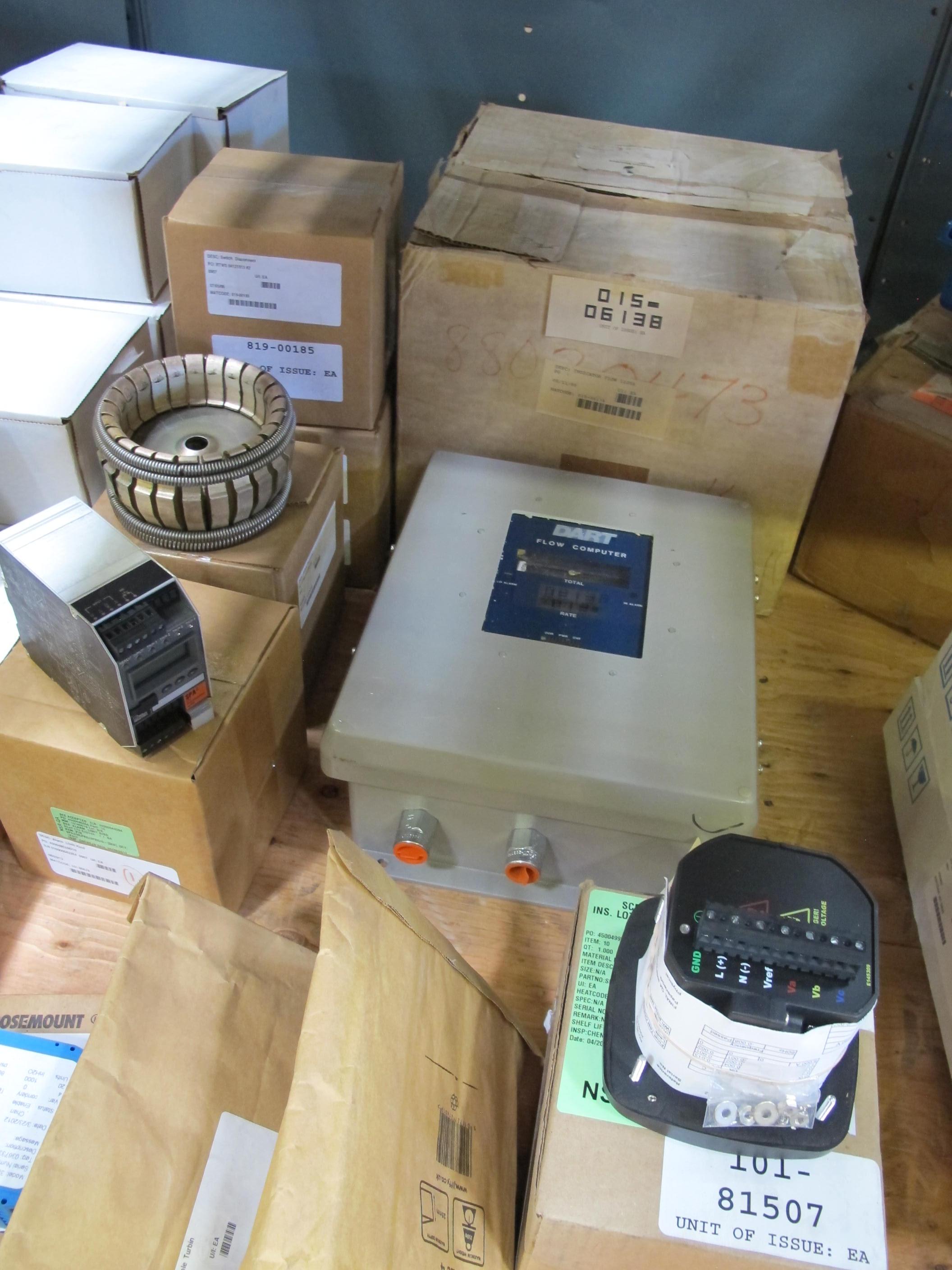 LOT TO INCLUDE BUT NOT LIMITED TO: (2) SWITCHES, TEMPERATURE TYPE, 200-425F RANGE. ADJUSTABLE RANGE TEMPERATURE SWITCH, (9) INTERCOMS, TRANSMTR/RECVR TYPE, TACTICAL INTERCOM SYSTEM W/VOLUME CONTROL KINDLK ACTIVATION BUTTON AND A FRONT MOUNTED, ROUND, MULTI-PIN CONNECTOR TO CONNECT TO A BELT STATION UNIT, (3) SWITCH, DISCONNECT TYPE, PRIMARY KIND, PULG-IN COMMENTS, (2) THERMOCOUPLES, TURBINE/GENERATOR TYPE, UNITIZED ACTUATOR APPLICATION, TYPE "T" KIND. LOADING & HANDLING FEE $15-4155